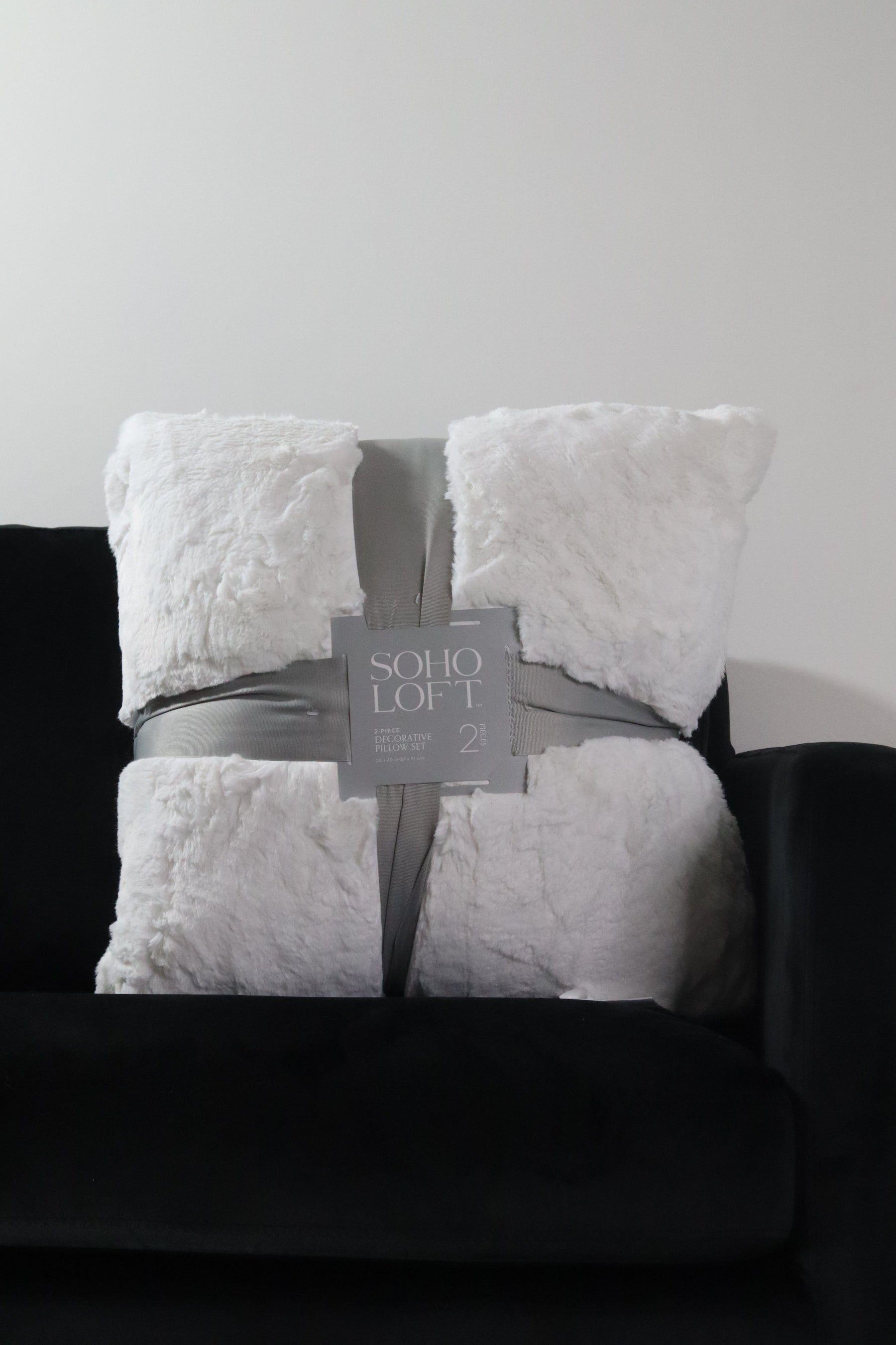 Soft White Plush Two Pillow Set