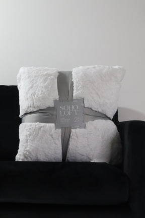 Soft White Plush Two Pillow Set