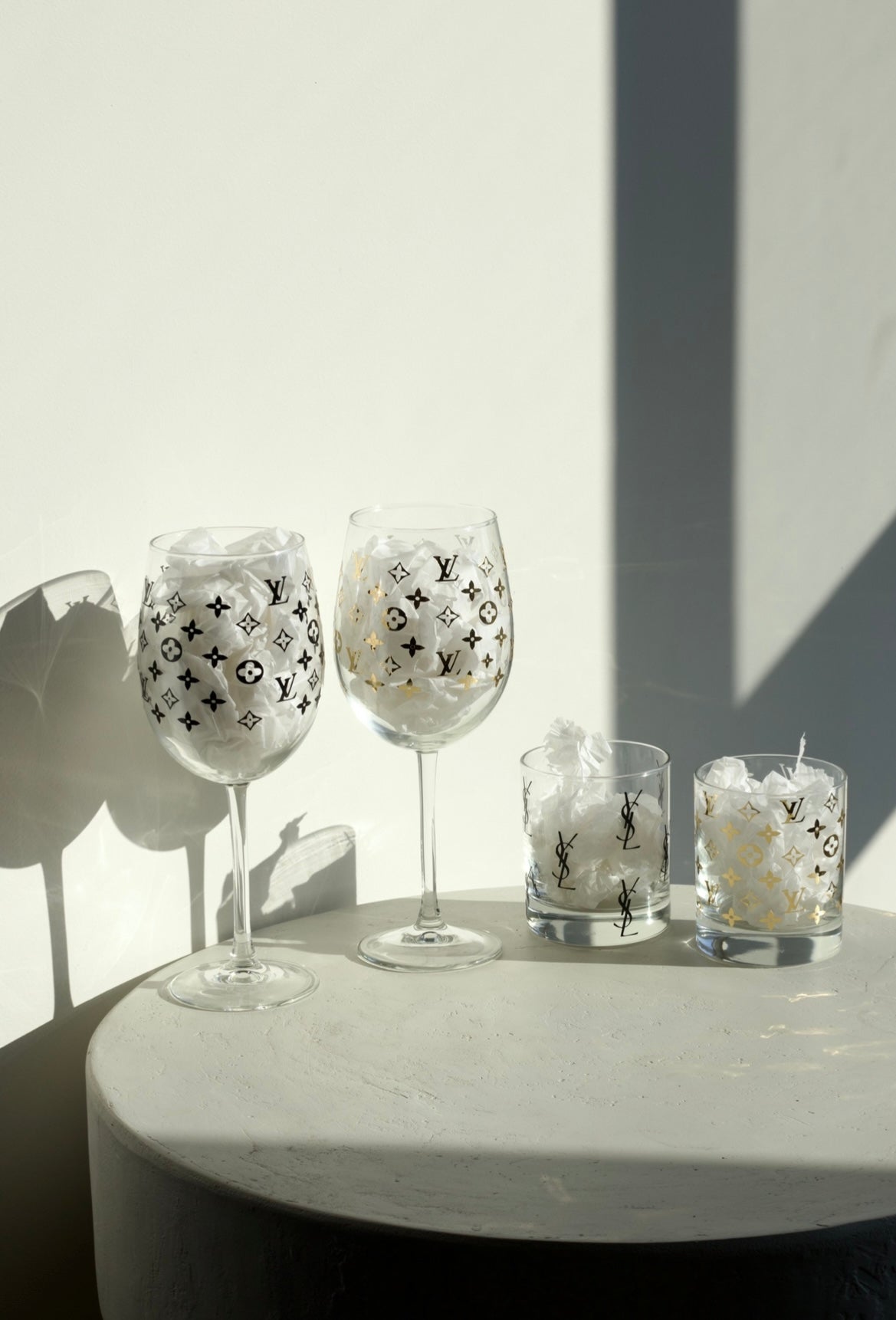 Custom LV monogram Wine Glass Cups