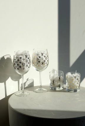 Custom LV monogram Wine Glass Cups